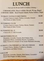 Oregon Sunshine Espresso menu