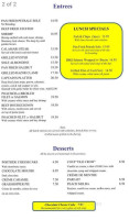 The Portside Restaurant menu