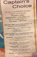 Captain's Choice Fish House menu