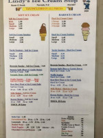 Lindy's Ice Cream Stop menu