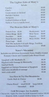 Mary's Deli menu