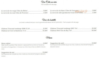 Le Contoir Des Marais menu