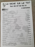 La Vache Sur Le Toit menu