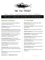 The Tin Trout menu