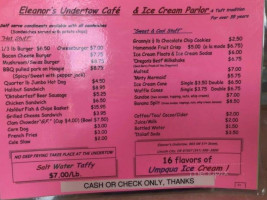 Eleanor's Undertow Takeout menu