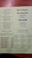 A B Chinese menu