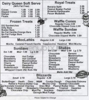 Dairy Queen menu