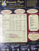 A J's Heavenly Pizza menu