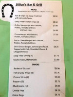 Dillon's menu