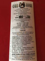 One Horse Pizzeria Saloon menu