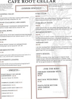 Cafe Root Cellar menu