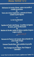 Ferme de la Rançonnière menu