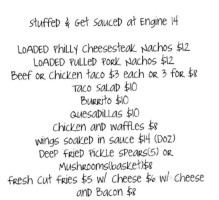 Engine 14 Brewery menu