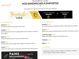 Sandwicherie des Cordeliers menu