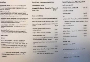 Moody Mug Cafe menu