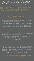 Le Moulin Du Porteil menu