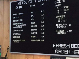 Stick City Brewing Company menu