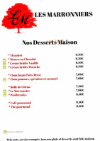 Les Marronniers menu