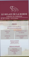 Le Relais De La Borde menu