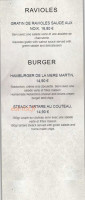 Chez la Mere Martin menu