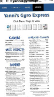 Yanni's Gyro Express menu