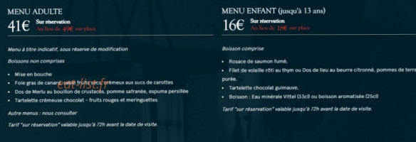 L'auberge menu