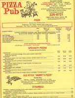 Pizza Pub menu