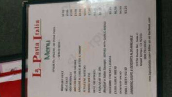 La Pasta Italia menu