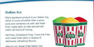 Rita's Italian Ice menu