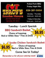 Fat Tracy's Smokehouse menu