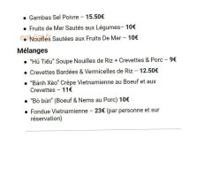 Aux Saveurs Lointaines menu