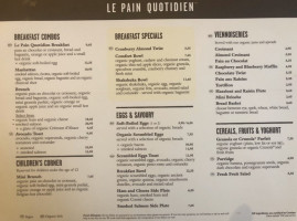 Le Pain Quotidien menu