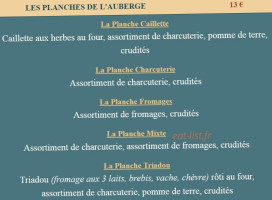 Auberge Des Trois Lacs menu