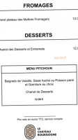 Le Château Bourgogne menu