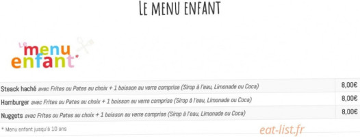 La Chaumière menu