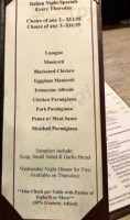 Ghezzi's Lounge menu