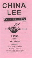 China Lee menu