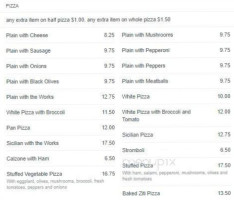 Camillo's Pizza menu