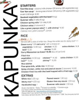 Kapunka Vegan menu