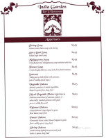 India Garden Oberlin menu