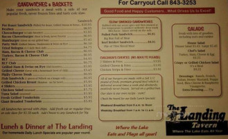 Landing Tavern menu