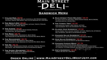 Main Street Deli, West Jefferson, Ohio menu