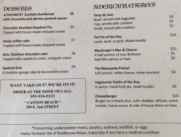 Macgregor's Of Cannon Beach menu