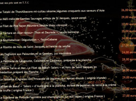 La Cabane de l'Ecailler menu