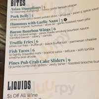 Pines Public House Eatery menu