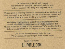 Chipotle Mexican Grill menu