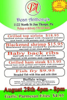 Dean Anthony's menu