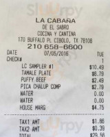 La Cabana Page menu