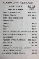 Clarion County Rod Gun Club menu