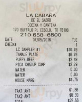 La Cabana Page menu